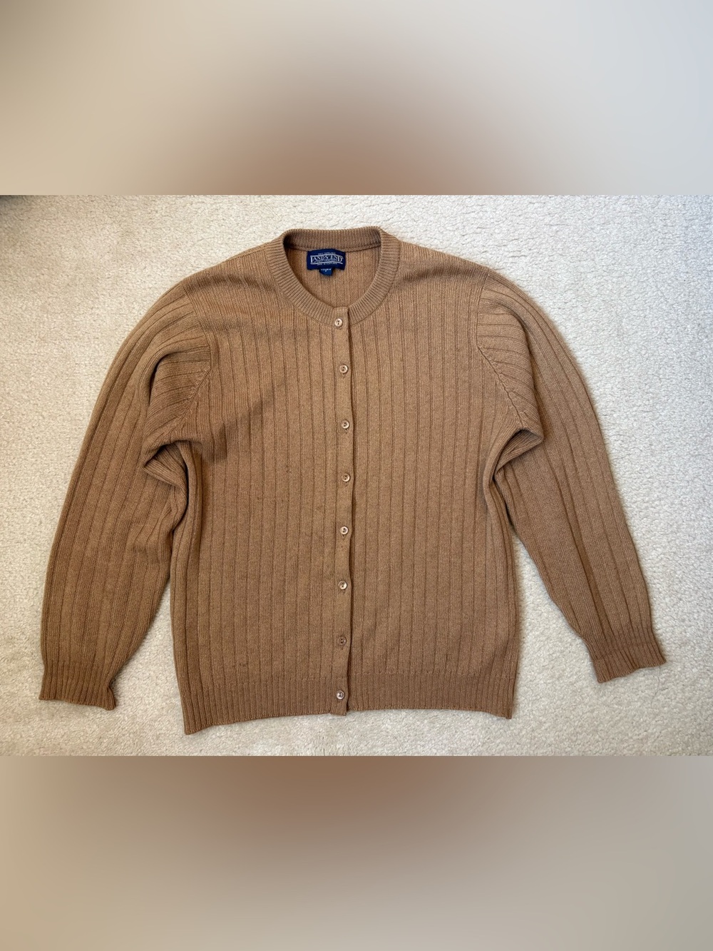 Vintage Lands’ End camel hair Direct Merchants made in Scotland tan cardigan sz6